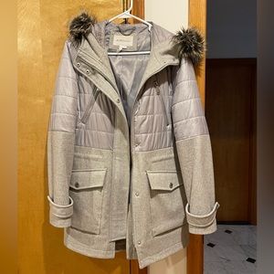 BCBG gray hooded jacket
